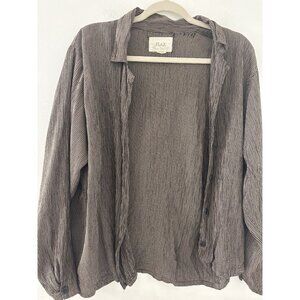 Flax Lagenlook Gingham Linen Button Down Shirt Women’s Oversized Cottagecore Top